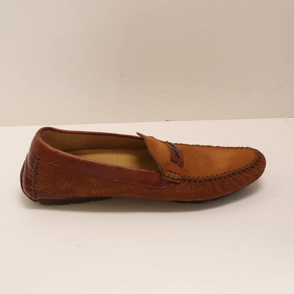 Moreschi Men's Brown Round Toe Slip On Driving Loafers Side 10 Made in Italy